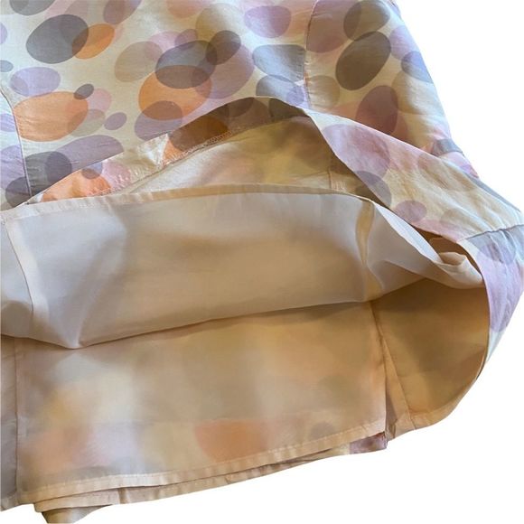 Preloved 100% silk Silkland wrap top with orange/purple bubble pattern - Picture 8 of 12